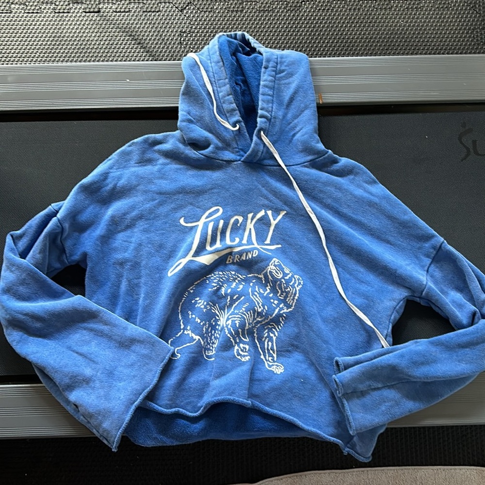 Lucky brand sweatshirt hoodie womens casual pullover pocket bell sleeve